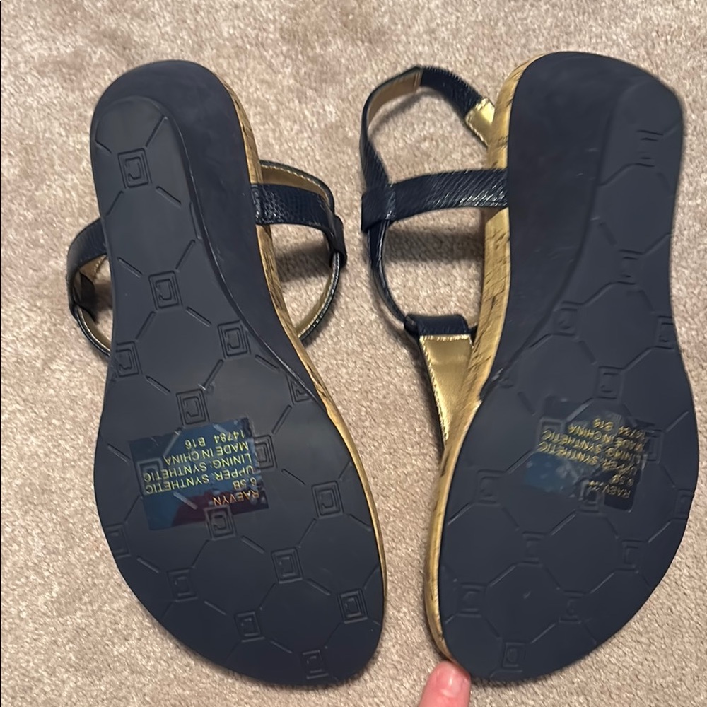 Champs Blue T-Strap Sandals Cork Footbed - Picture 2 of 2